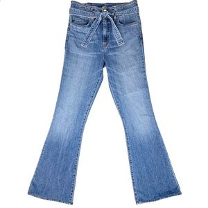 Ramy Brook Sz 30 Natalia High Rise Flare Jean Tie Belt Stretch Denim 70s Boho